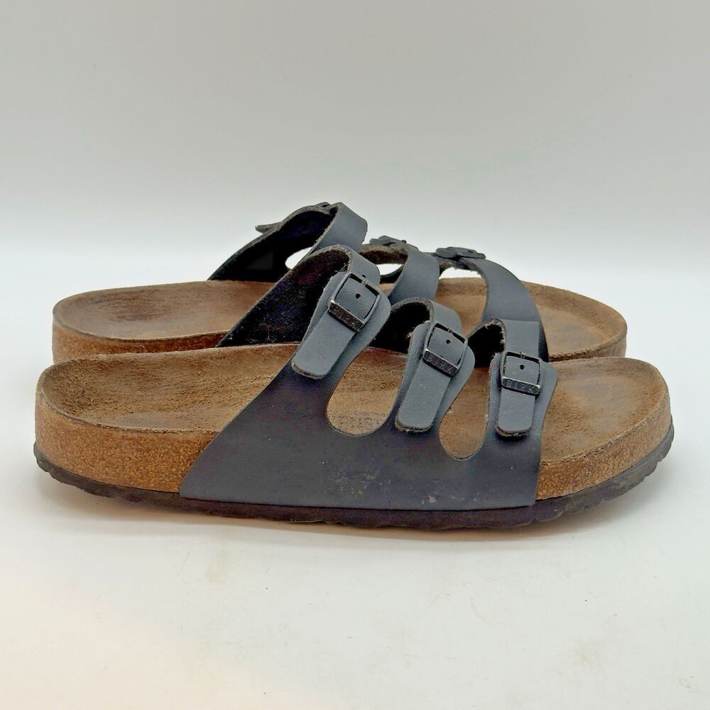 Birkenstock Florida Soft Footbed Sandal EU 40 W 9 - M 7 Black Triple Strap Slide